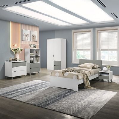 Genius 90x200 Kids Bed-White+Grey