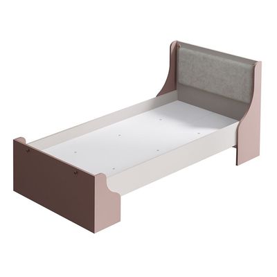 Blossom 90x200 Bed With Upholstered Headboard-Blush Pink+Light Beige