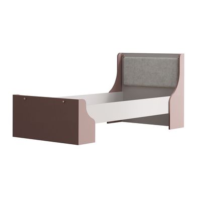 Blossom 90x200 Bed With Upholstered Headboard-Blush Pink+Light Beige