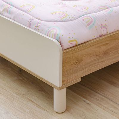 Zeta 120X200 Bed W/Upholstered Headboard & Usb-Offwhite & Pink