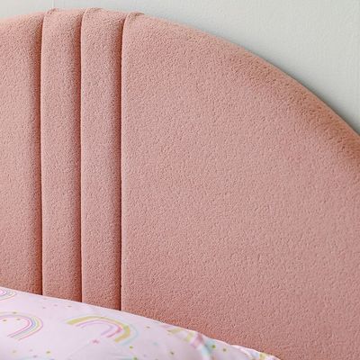 Zeta 120X200 Bed W/Upholstered Headboard & Usb-Offwhite & Pink