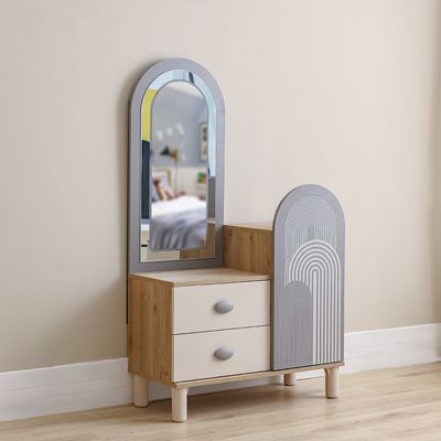 Zeta 120x200 Upholstered Bedroom Set With USB-COLOR - Oak/Offwhite/ Grey