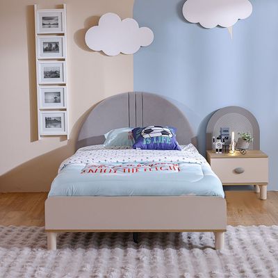 Zeta 120x200 Upholstered Bedroom Set With USB-COLOR - Oak/Offwhite/ Grey