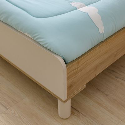 Zeta 120X200 Bed W/Upholstered Headboard & Usb-Offwhite & Grey
