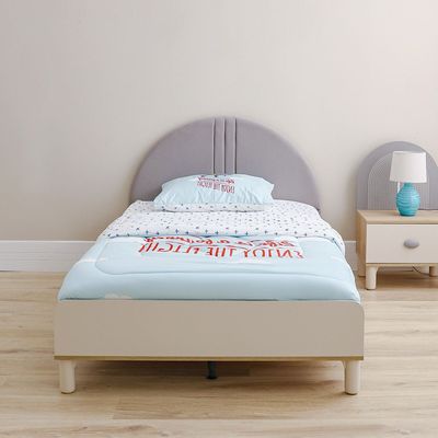 Zeta 120X200 Bed W/Upholstered Headboard & Usb-Offwhite & Grey