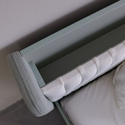 Petra 120X200 Bed W/Upholstered Headboard & Usb-White & Grey