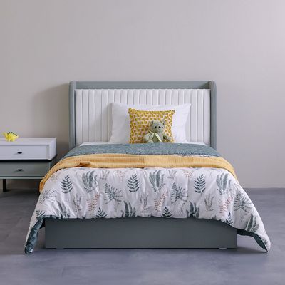 Petra 120X200 Bed W/Upholstered Headboard & Usb-White & Grey