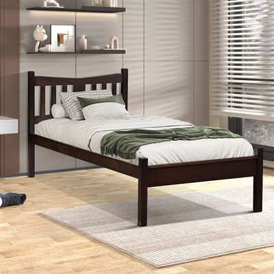 Derby Solo-V2 90x200 Solid Wood Single Bed-Espresso