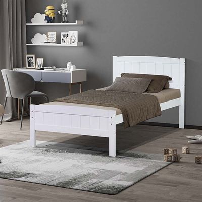 Derby Haven-V2 90x200 Solid Wood Single Bed-White