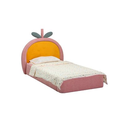 Tasty Strawberry 90x200 Upholstered Kids Bed-Blush Pink & Yellow