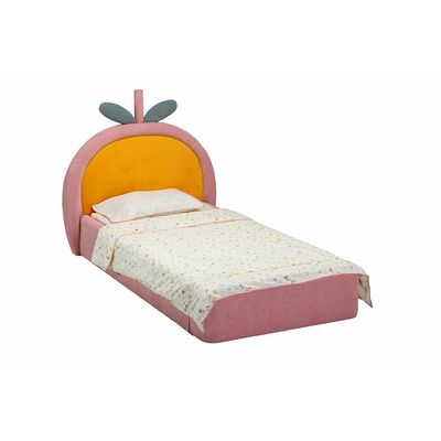 Tasty Strawberry 90x200 Upholstered Kids Bed-Blush Pink & Yellow