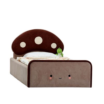 Muffin 90x200 Upholstered Kids Bed-Light Beige & Dark Brown
