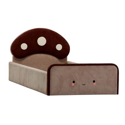 Muffin 90x200 Upholstered Kids Bed-Light Beige & Dark Brown