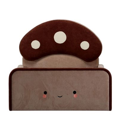 Muffin 90x200 Upholstered Kids Bed-Light Beige & Dark Brown