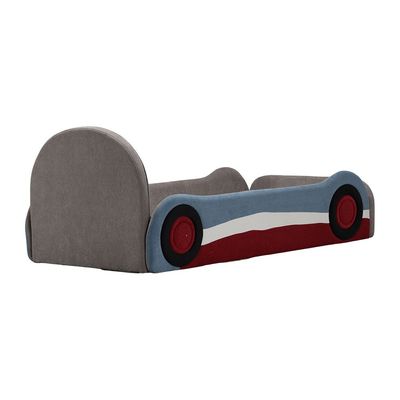 McQueen Car 90x200 Upholstered Kids Bed-Light Grey & Blue/Red