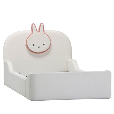 Bunny 90x200 Upholstered Kids Bed-OFF White & Pink Bunny 90x200 Upholstered Kids Bed-OFF White & Pink