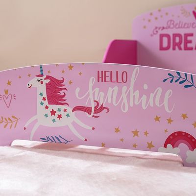 Hello Sunshine 70x140 Toddler Bed With Side Storage Shelf-Pink