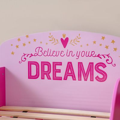 Hello Sunshine 70x140 Toddler Bed With Side Storage Shelf-Pink