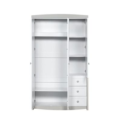 Hazel 3 Door Wardrobe W/3 Drawers&Mirror-Light Beige & White