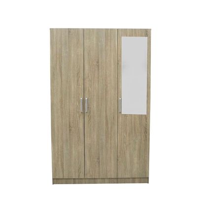 Supreme 3-Door Wardrobe with Mirror - French Sonoma Oak - With 2-Year Warranty