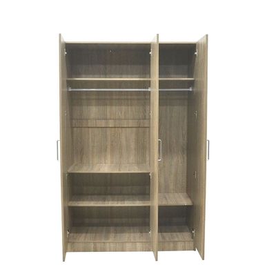 Supreme 3-Door Wardrobe with Mirror - French Sonoma Oak - With 2-Year Warranty