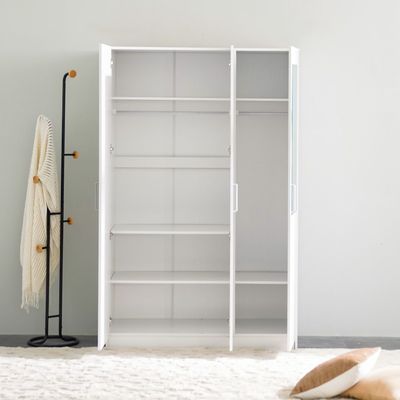 Supreme 3-Door Wardrobe with Mirror - White - With 2-Year Warranty