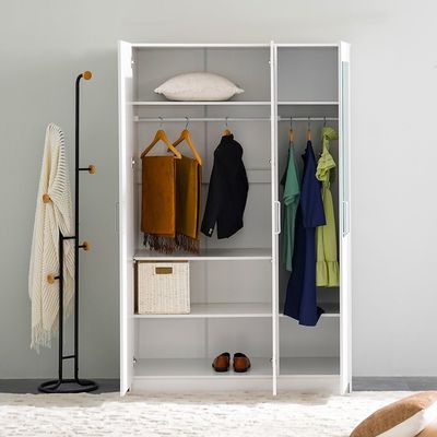 Supreme 3-Door Wardrobe with Mirror - White - With 2-Year Warranty