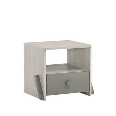 Walker 1 Drawer Kids Nighstand-White Ash+Grey