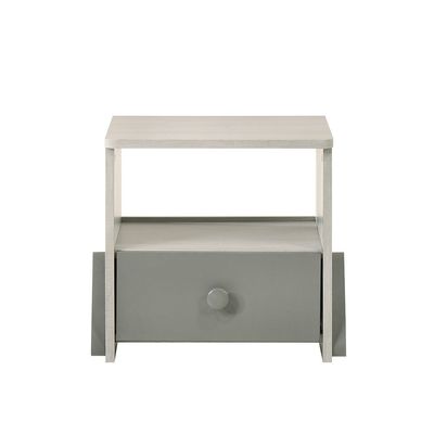 Walker 1 Drawer Kids Nighstand-White Ash+Grey