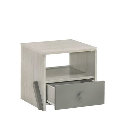 Walker 1 Drawer Kids Nighstand-White Ash+Grey