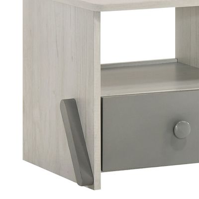 Walker 1 Drawer Kids Nighstand-White Ash+Grey