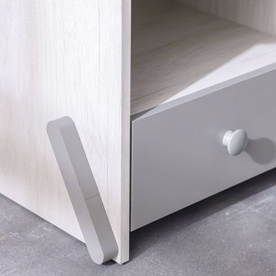 Walker 1 Drawer Kids Nighstand-White Ash+Grey