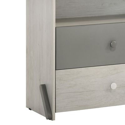 Walker 2 Drawer+1 Open Shelf Kids Dresser-White Ash+Grey