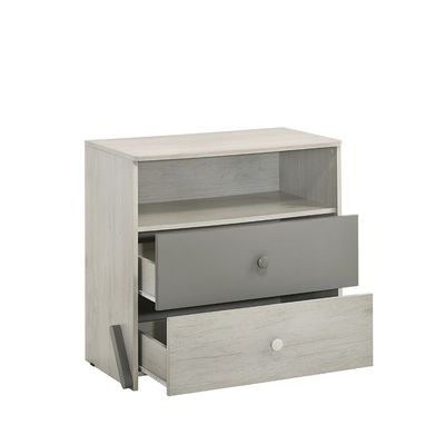 Walker 2 Drawer+1 Open Shelf Kids Dresser-White Ash+Grey