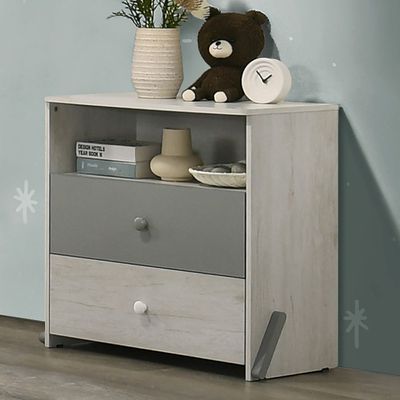 Walker 2 Drawer+1 Open Shelf Kids Dresser-White Ash+Grey