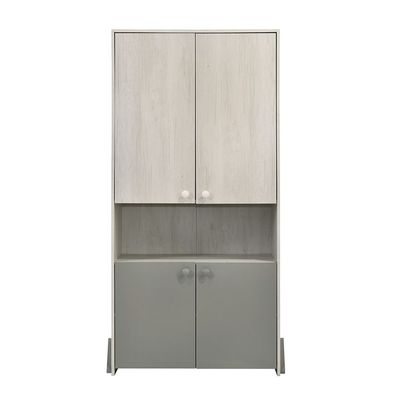 Walker 2 Door Wardrobe W/Open Shelf-White Ash+Grey