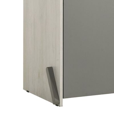 Walker 2 Door Wardrobe W/Open Shelf-White Ash+Grey