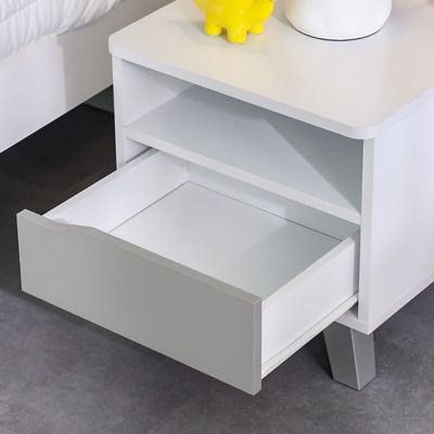Genius 1 Drawer Kids Nighstand-White+Grey