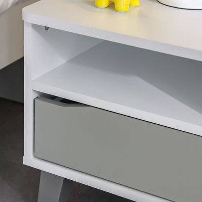 Genius 1 Drawer Kids Nighstand-White+Grey