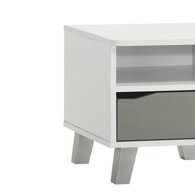 Genius 1 Drawer Kids Nighstand-White+Grey