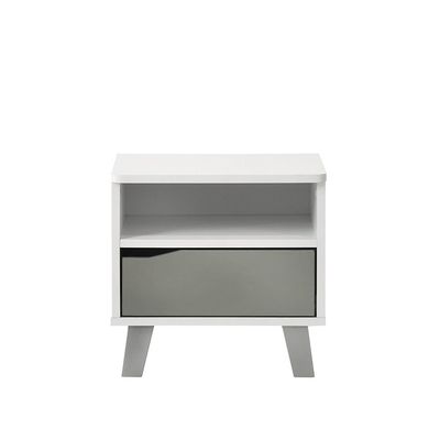 Genius 1 Drawer Kids Nighstand-White+Grey