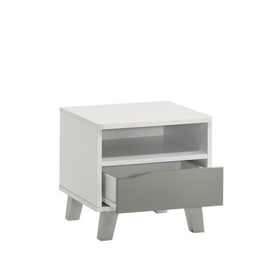 Genius 1 Drawer Kids Nighstand-White+Grey