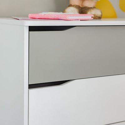 Genius 3 Drawers Kids Dresser-White+Grey