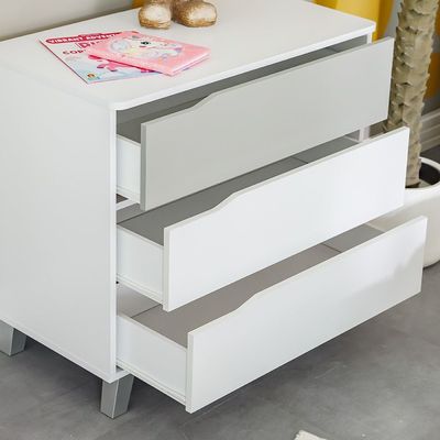 Genius 3 Drawers Kids Dresser-White+Grey