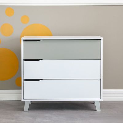 Genius 3 Drawers Kids Dresser-White+Grey