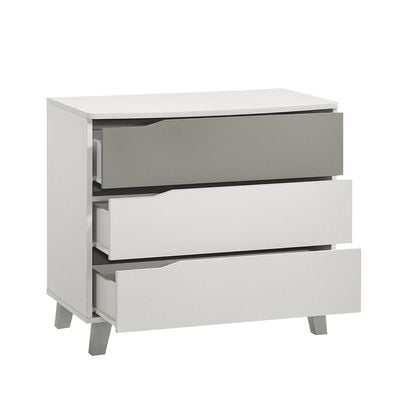 Genius 3 Drawers Kids Dresser-White+Grey