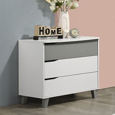 Genius 3 Drawers Kids Dresser-White+Grey