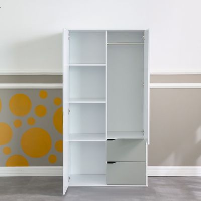 Genius 2 Door/2Drawer Wardrobe-White+Grey