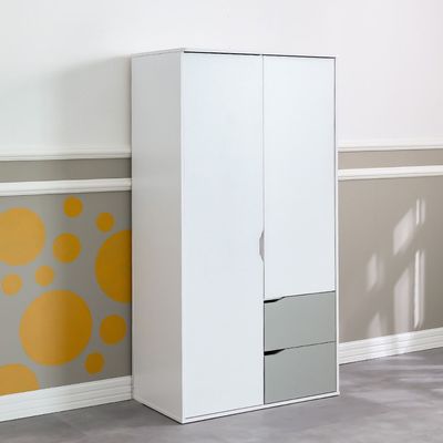 Genius 2 Door/2Drawer Wardrobe-White+Grey
