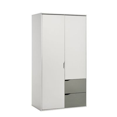 Genius 2 Door/2Drawer Wardrobe-White+Grey